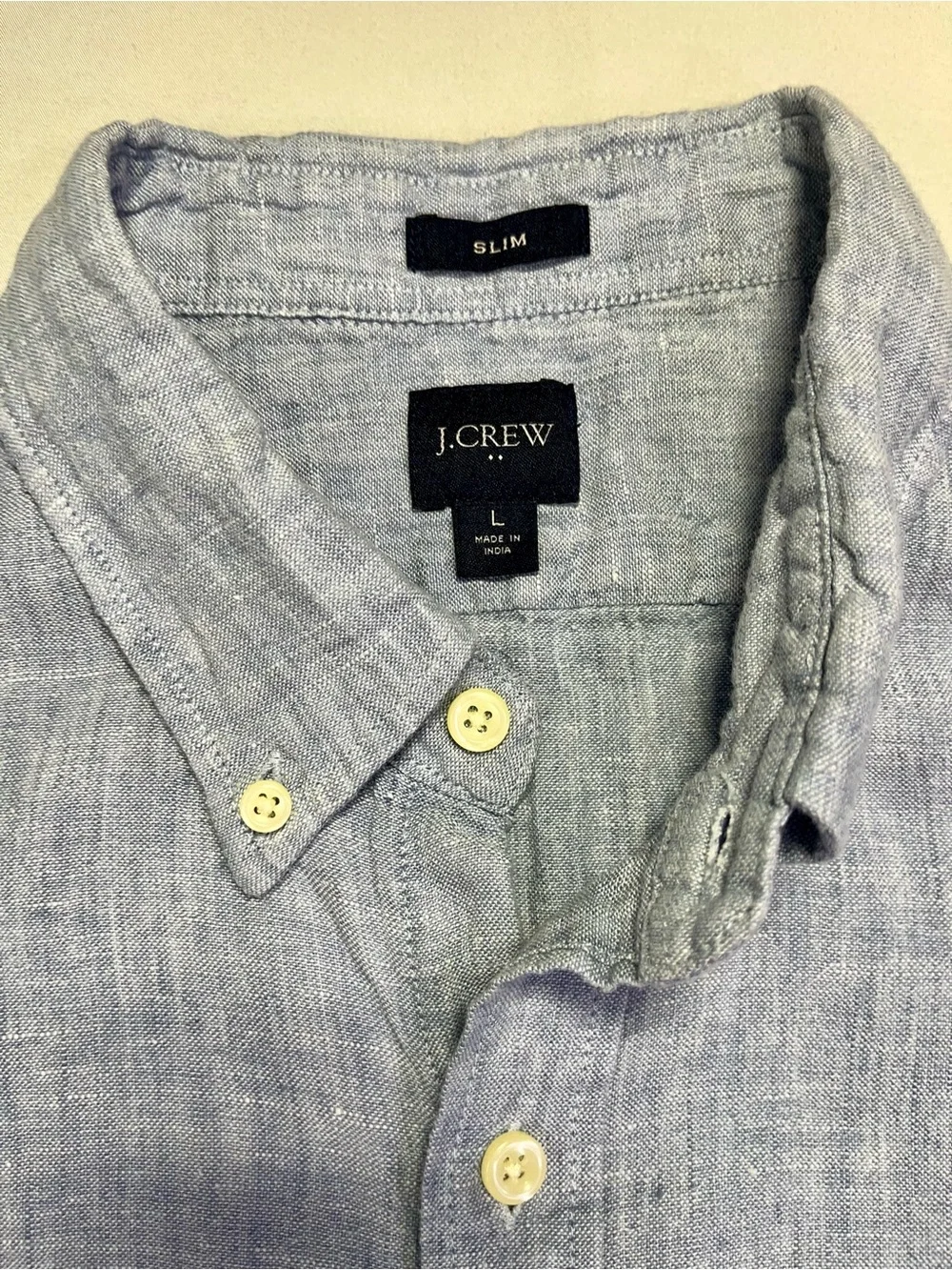 J. Crew Irish Linen Lightweight Short-Sleeve Shirt - Soft Blue - Large